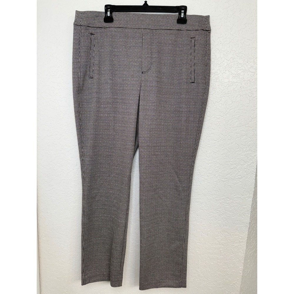 Croft & Barrow Mid‎ Rise Straight Leg Pants Women XLarge Houndstooth Brown Black
